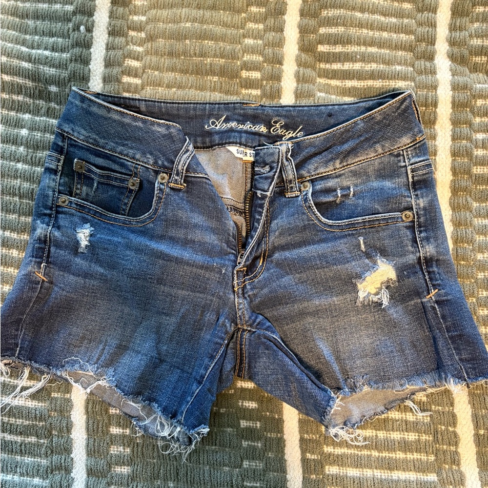 American Eagle Outfitters Distressed Blue Jean Shorts